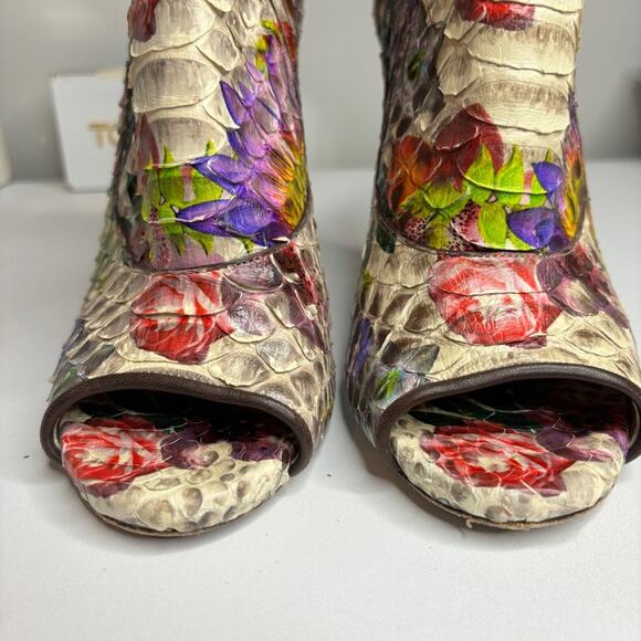 Jimmy Choo Floral Print Python Ankle Booties - Picture 6 of 10